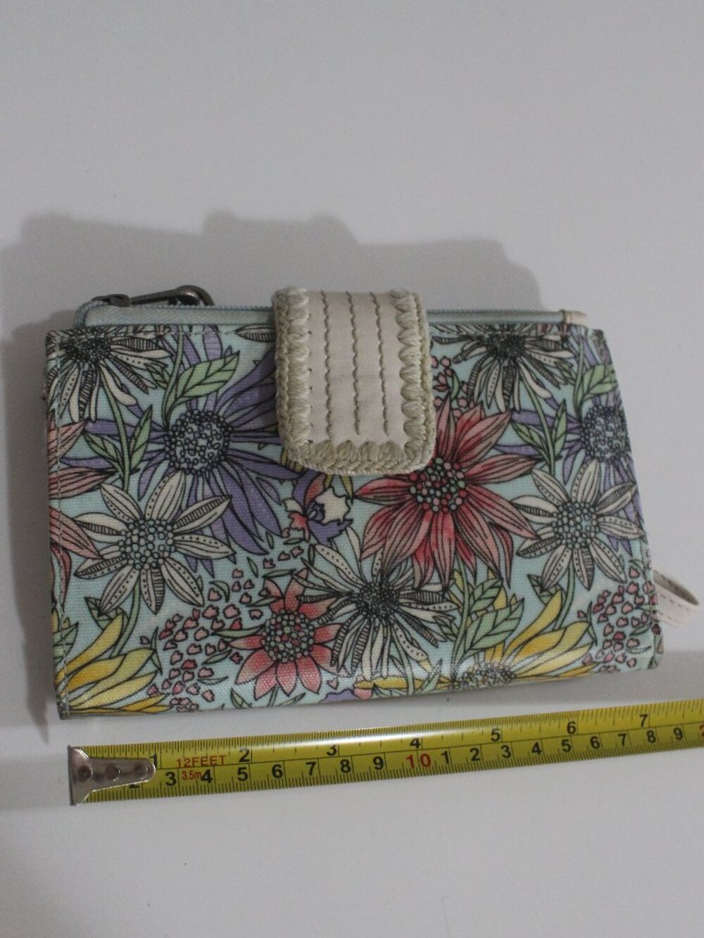 Sakroots Pastel Floral Snap-Tab Wallet with Crochet Trim